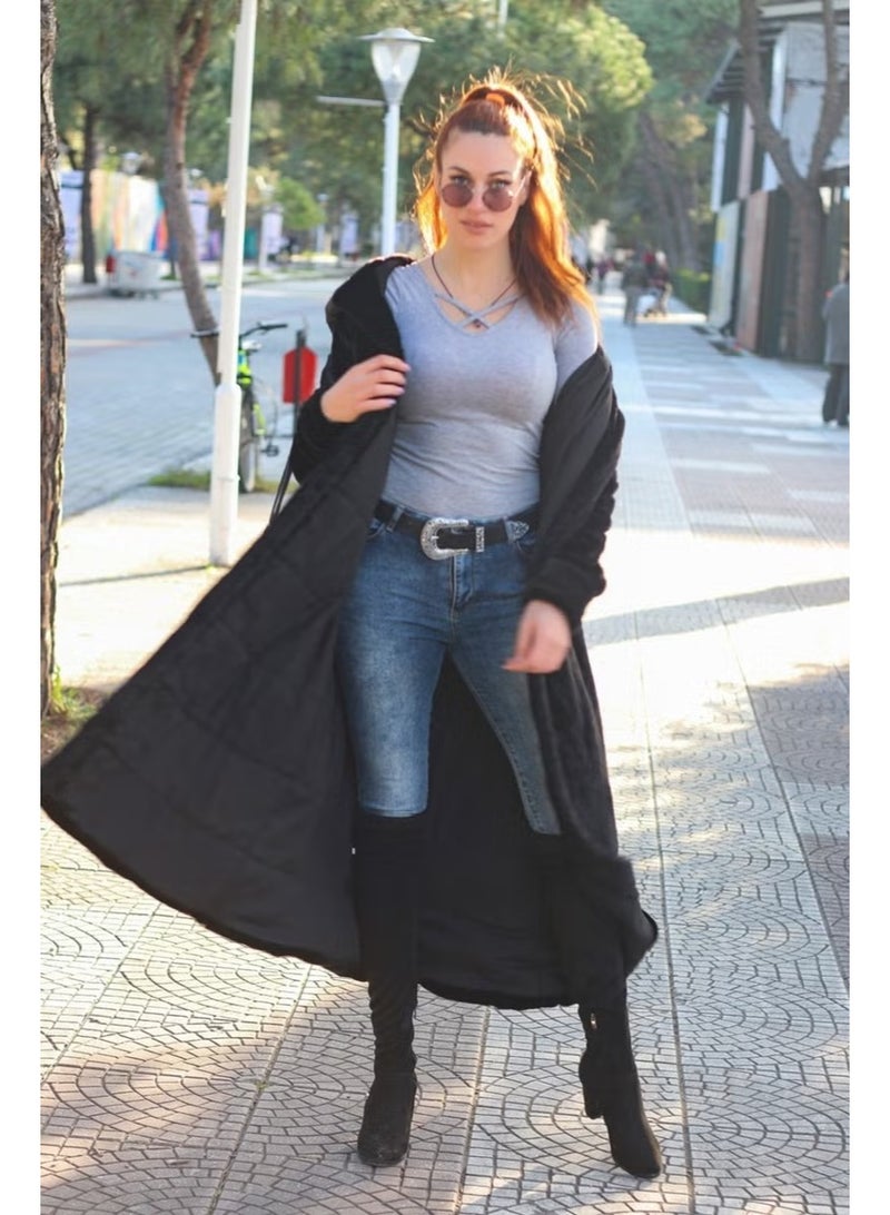 Barbora Winter Fur Women's Jacket Full Length TR296BLACK - Image 2